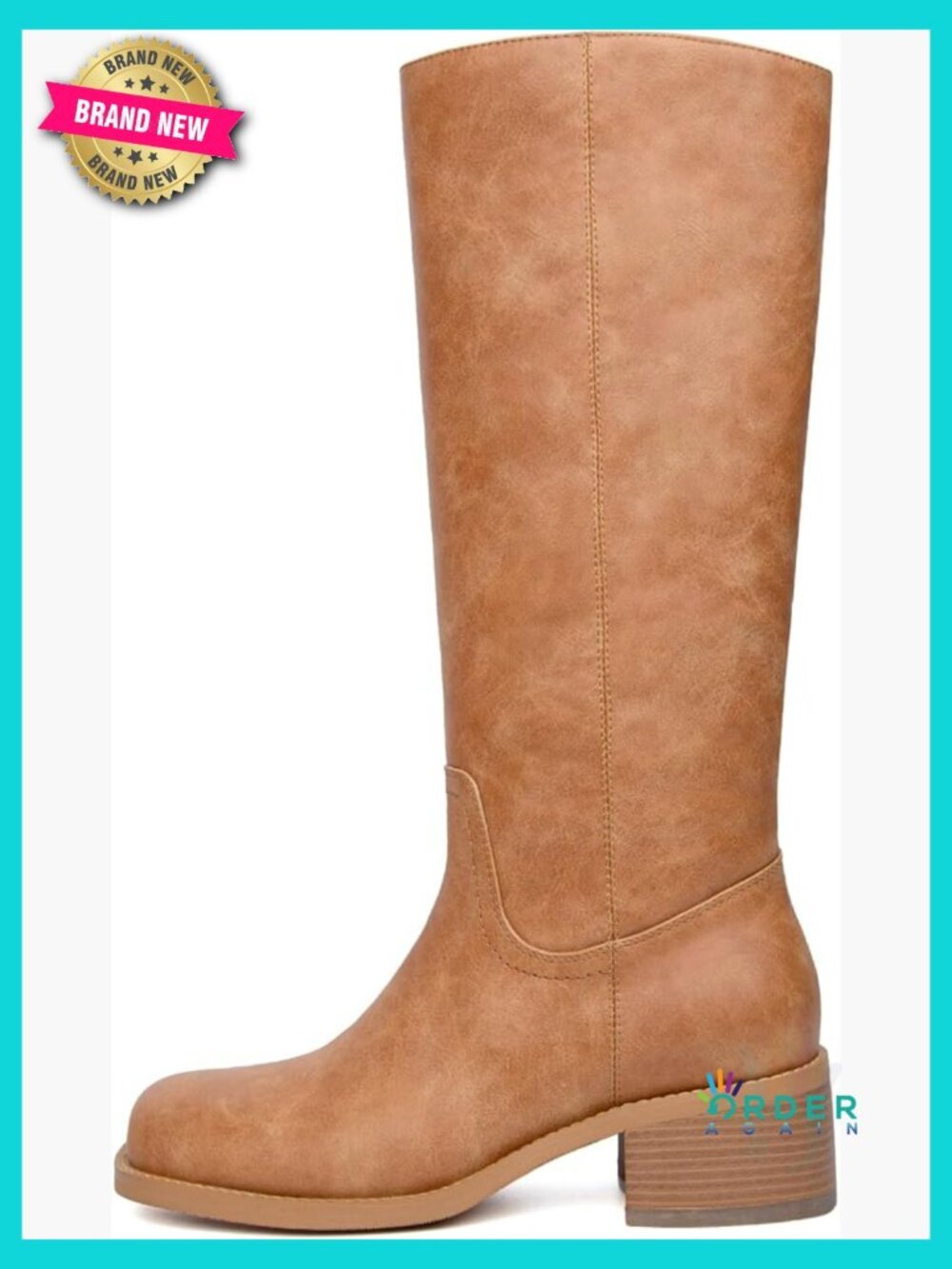 Knee High Boots Women Square Toe Chunky Block Heel Wide Calf Comfortable Low
